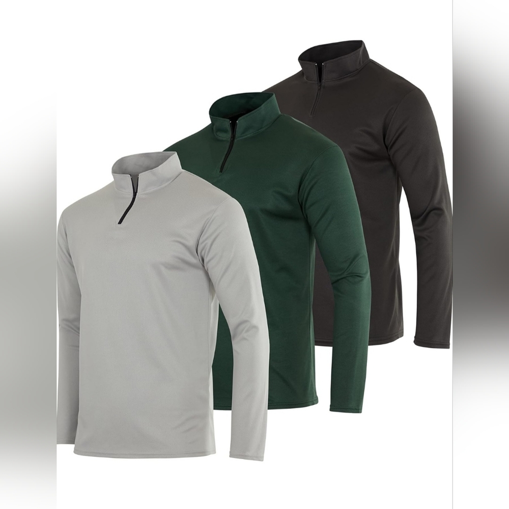 Mens Mesh Long Sleeve Zip Pullovers